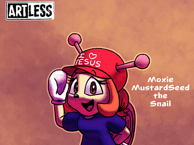 Moxie MustardSeed the Snail | Meet the Cast of ARTLESS! artless awesome cartoon character comic design digital fun illustration jesus loves you!!! meet the cast moxie moxie mustardseed original style stylized the mustard seed life webcomic