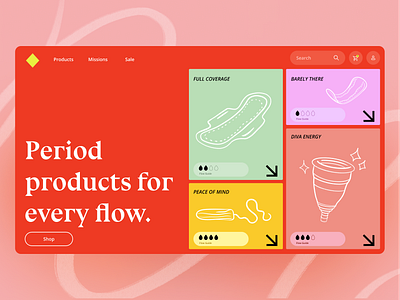 Homepage Design: Period Products for Every Body cosmetics home page homepage hygiene interaction design landing page period product ui ux uxui web design website