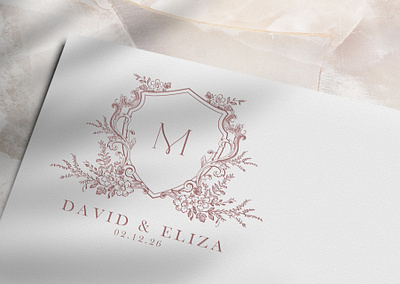 Elegant Wedding Crest bespoke wedding logo custom monogram custom wedding logo design illustration logo luxury logo luxury wedding logo wedding logo wedding monogram