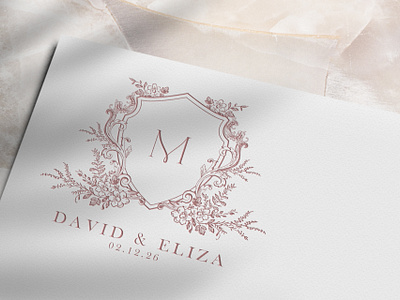 Elegant Wedding Crest bespoke wedding logo custom monogram custom wedding logo design illustration logo luxury logo luxury wedding logo wedding logo wedding monogram