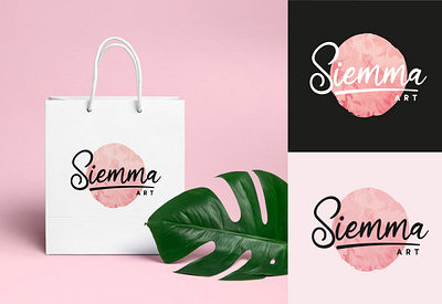 Siemma art logo art branding circle graphic design logo pink