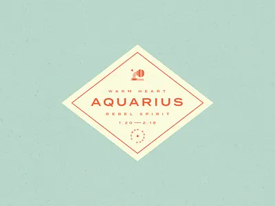 Aquarius Type Practice aquarius badge badge design geometric icon design illustration retro sans serif typography zodiac zodiac sign