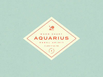Aquarius Type Practice aquarius badge badge design geometric icon design illustration retro sans serif typography zodiac zodiac sign