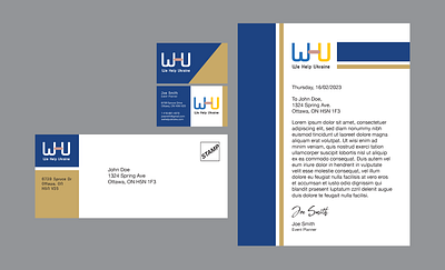 "We Help Ukraine" - Identity System brand identity branding business card canadian charity college project design envelope graphic design illustration illustrator letterhead logo non profit organiztion vector