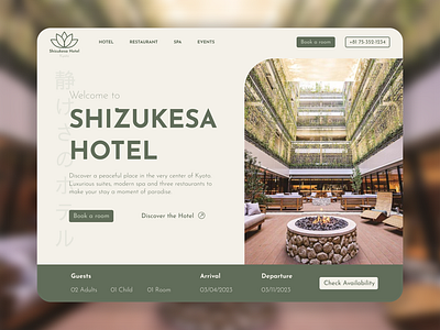 Landing page for an hotel | Japandi aesthetic booking design hotel japan japandi landing page minimalist scandinavian ui ux web design