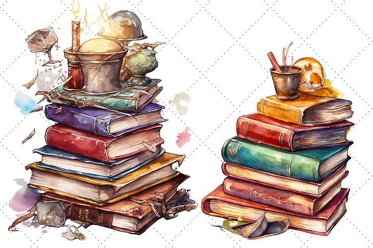 Watercolor Books Set Open Books Stack Books Education Knowledge Concept  Stock Illustration by ©kateja #365795924