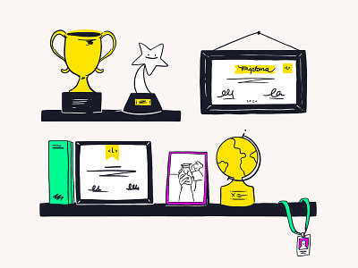 Illustration ❘ Achievement Wall acknowledgements awards diplomas handdrawn illustration nonprofit peruvian procreate recognition trophy win