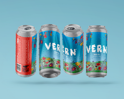 VERN beer design beer label design hand lettered font illustration label design lettering art packaging