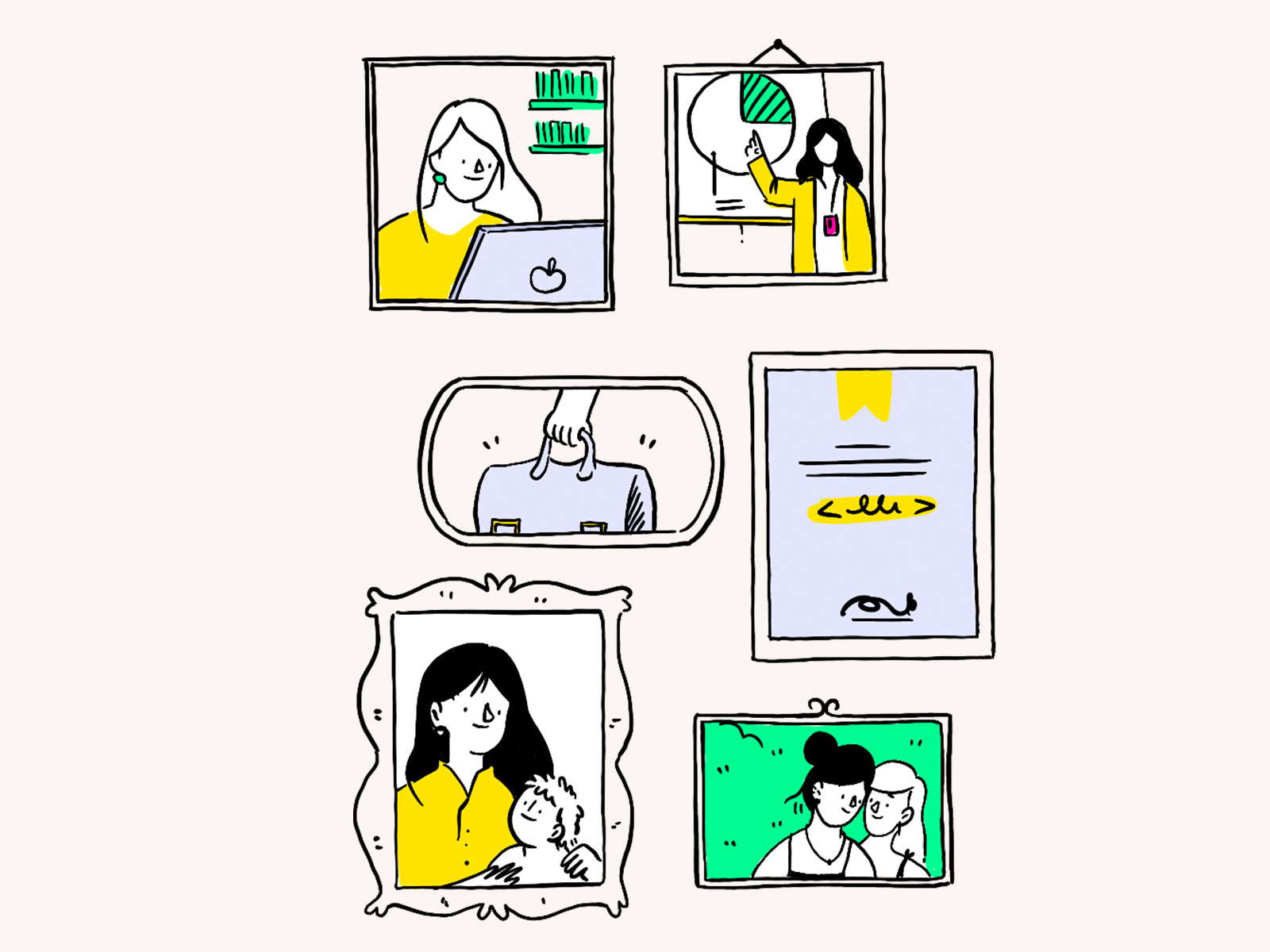 Illustration ❘ Frame Collection doodle empoderamiento empowerment frames illustration peruvian procreate woman women