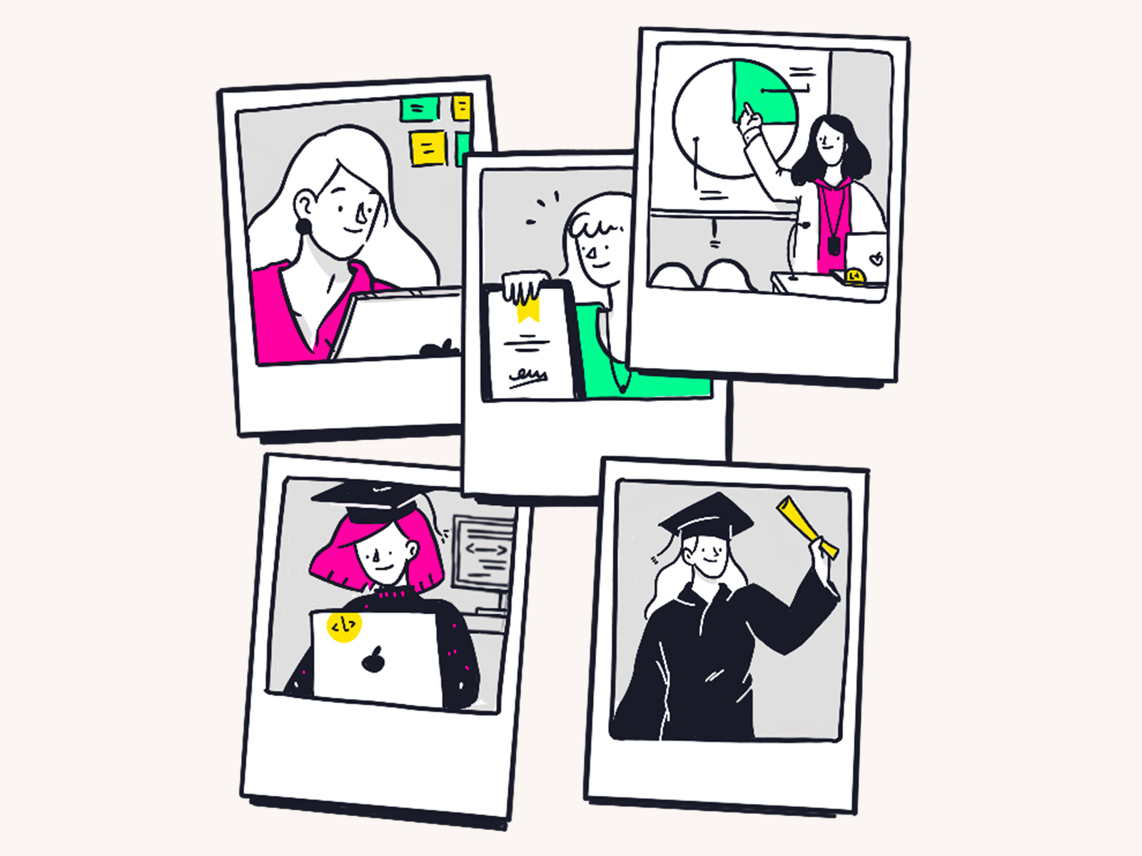 Illustration ❘ Polaroid Collage doodle empower empowerment illustration laboratoria peruvian woman women