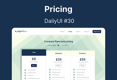 Pricing #DailyUI #030 agile challenge dailyui design pricing ui ux