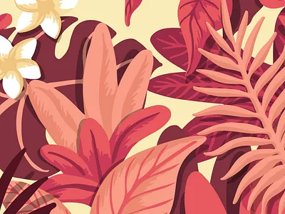Elephant Character Environment Details background details environment flowers frangipani illustration leaves palm leave tropical tropical background vector
