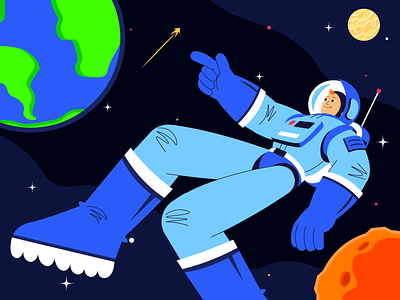 Astronaut art astronaut blue character dribbble flat flat design illustration illustrator new planets space vector vectorart