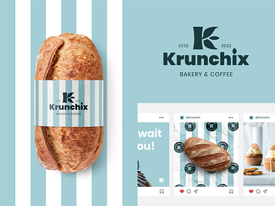 Krunchix - Bakery Brand Identity bakery bakery branding bakery logo brand identity branding bread food food branding k logo label logodesigner wheat