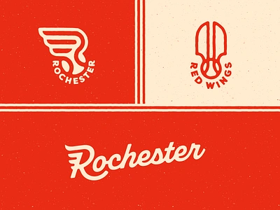 Rochester Red Wings baseball bird branding concept icon logo logo design mid century red wings retro rochester sports