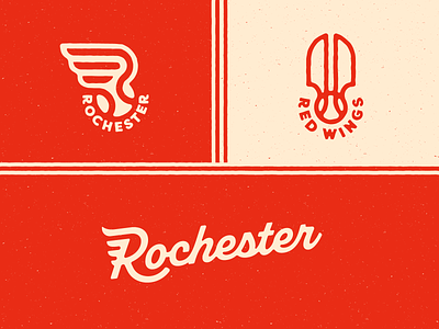Rochester Red Wings baseball bird branding concept icon logo logo design mid-century red wings retro rochester sports