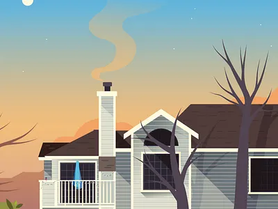 Fresno, CA california home illustration summer