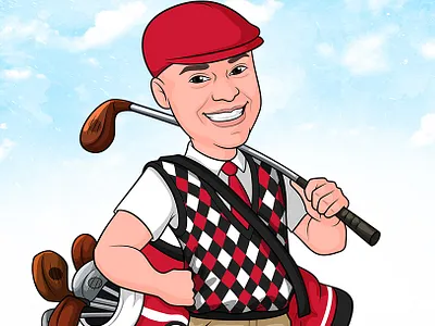 The Smiling Cartoon Golfer Man (Happy Golfer) ai artworks caricature cartoon cartoon freelancer cartoon golf fun cartoon golfer cartoonart cartoonsaz cartoonsaz.com customcartoon digitalart drawing fiverr freelancer happy golfer cartoon happy man golfer hire me realartists vector