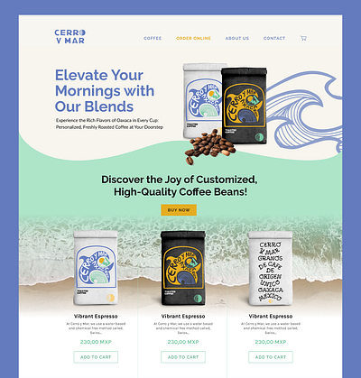 Cerro y Mar Coffee Online Store app branding design graphic design illustration logo typography ui ux vector web