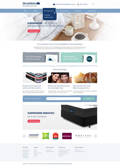 SleepMaker Commercial Website Design design ui ux