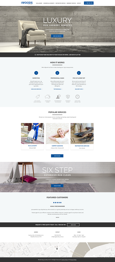 Woods Rug Laundry Website Design design ui ux