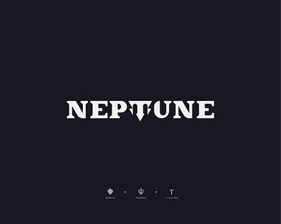 Neptune Logo badge brand branding graphic design logo neptune pool sea spear trident tritent typography water zilux