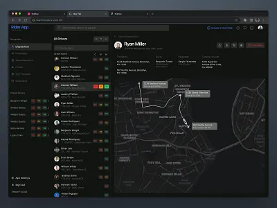 Transportation Logistics Dashboard admin dashboard app dark mode dashboard delivery logistics lyft night mode product design rides rideshare saas shipping software taxi transportation uber ui ux web app