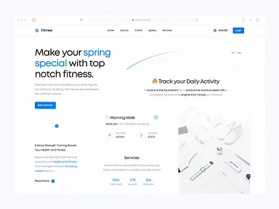 Hero section - Fitmee clean fitness fresh health healthcare healthy hero section home page landing page landing page design technology ui ui design web website