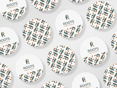 Roots - An Modern Organic Farmers Stand brand brand identity branding design fall farm stand farmer market food truck graphic design illustration leaves logo logo design pattern pattern design typography ui ux vector
