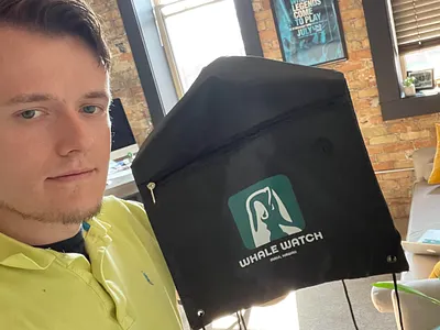 Whale Watch Backpack & Hat Clothing branding design graphic design illustration logo typography vector