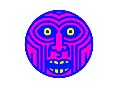 Pink Monster character face flat illustration monster pink