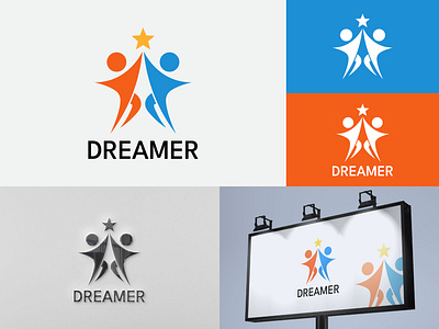 Logo Dreamer brand identity branding dreamer logo human logo star logo win logo