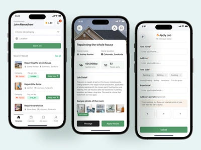 [Redesign] Hallo Helper App app app home services apps clean design green halloapp home service home service app home services professional redesign ui design ux