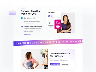 Pricing & CTA Section on Homepage clean gradient landing page minimalist purple web design