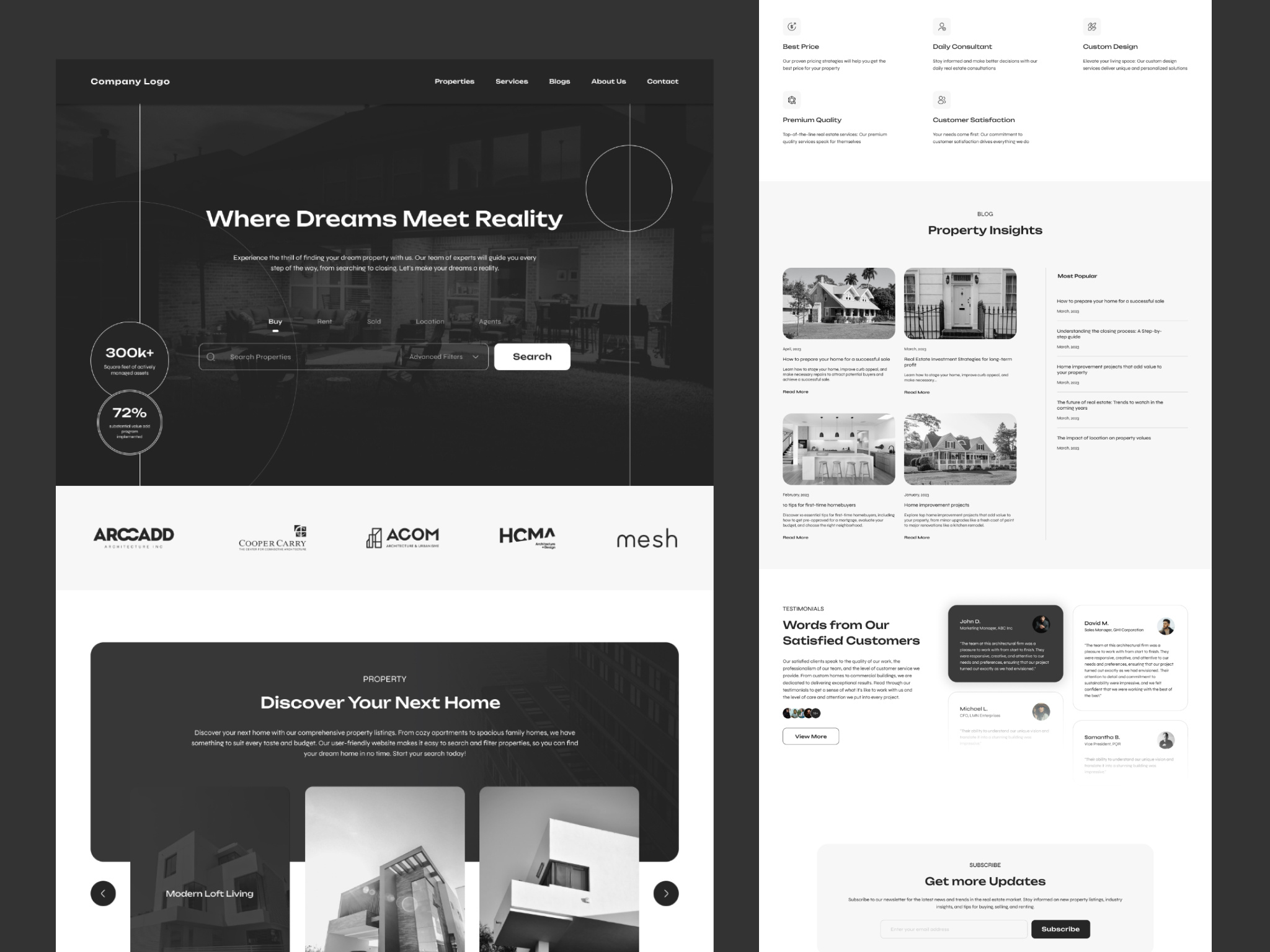 Real Estate Website design eye catchy home page landing page minimal web design minimalist modern real estate ui design uiux web design website website ui