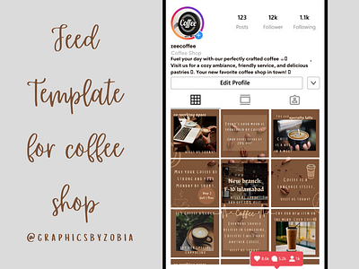 Feed Template for Coffee shop | graphicsbyzobia brand design branding coffee coffee shop design digital marketing feed template graphic design graphicsbyzobia illustration instagram feed instagram post design logo restaurant social media post templates