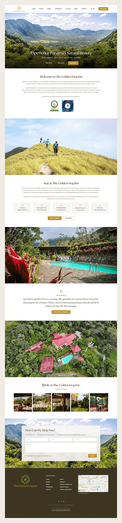 The Golden Frog Inn // Web Design hotel hotel web design inn nature panama rental resort vacation vacation rental web design vacation web design volcano