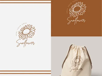 Botanical Boho Logo bohemian boho chic boho logo branding design etsy feminine logo graphic design illustration line art logo logo design motion graphics sunflower logo typography ui vector vintage