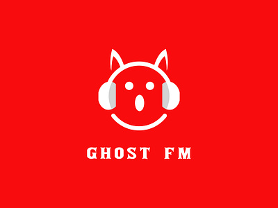 Ghost FM logo design. FM logo with headphone advertise app apps logo audio branding design fm ghost gradient logo illustration logo logo design logomaker music radio speaker ui vector