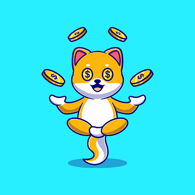 Cute rich animal animals animation branding business coin crypto design dog graphic design illustration illustration art kids logo mascot money motion graphics rich shiba vector