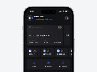 Crypto Banking Mobile App blockchain crypto crypto app crypto currency crypto trading crypto wallet cryptocurrency ethereum exchange finance financial app mobile mobile app mobile design mobile ui nft solana trading ui ux