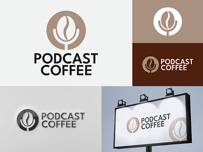 Logo Podcast Coffee brand identity branding coffee logo logo microphone podcast logo