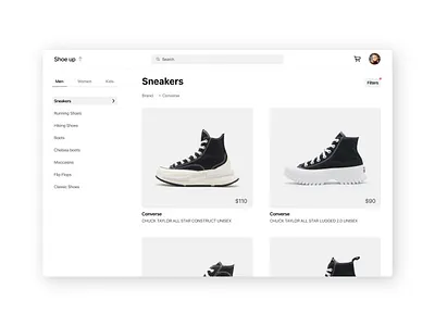 E-commerce shop application black clean concept daily ui dailyui design e commerce ecommerce interface light light mode shoe shoes shop shopping sneakers ui ui design user interface