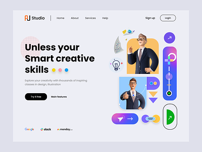 Creative Skills – Hero header exploration app interface concept creative work design agency design process homepage landing page web design web development website design