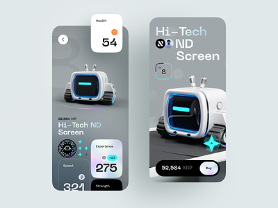 Game Dashboard Mobile Concept app character design game gaming hi tech interface ios mobile platform robot ui ux