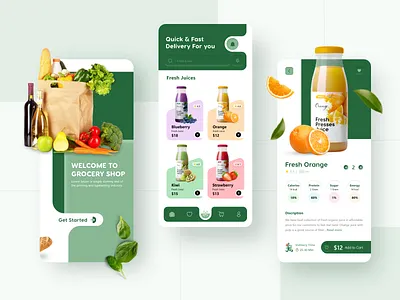 Online Grocery Shopping App Design app concept app design app ui app ui design delivery services fastfood food and drink fruits groceries grocery grocery app grocery store mobile app design mobile ui modern ui online shop payment shopping store user interface