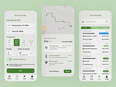 Simplify your package delivery with Send and Deliver Package app 3d animation app branding design graphic design icon illustration illustrator interface logo minimal mobile motion graphics typography ui ux vector web website