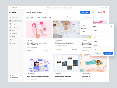 eLearn-Admin Course Management 3d admin animation best shot branding course dashboard design graphic design learning logo management mobile app design motion graphics online course online learning saas ui design ux design web admin