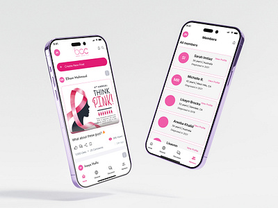 BCC - Breast Cancer Club App app app design and development branding design graphic design illustration logo ui ux vector