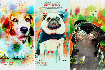 Puppy Pet Watercolor Painting Effect abstract animation art branding design drawing effect graphic design motion graphics mrikhokon painting pet photo effect photoshop photoshop action puppy watercolor